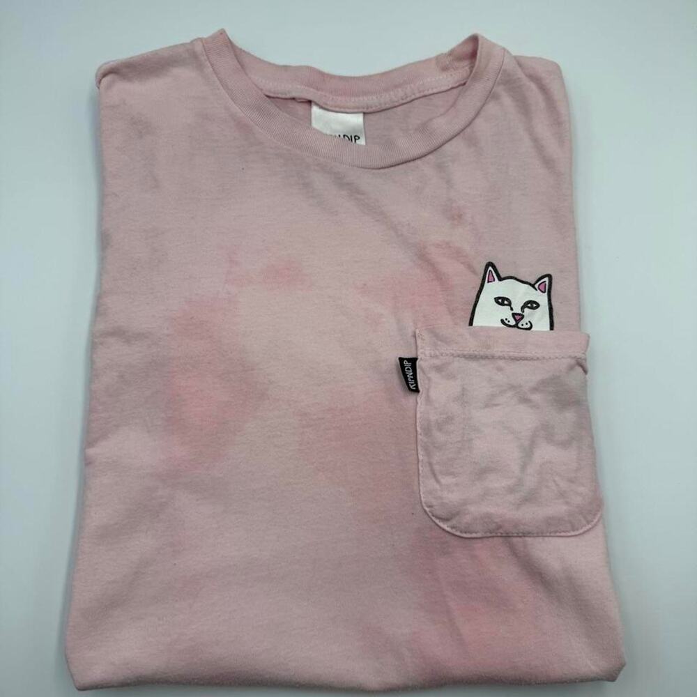 Pink tie dye rip n dip shirt size small. Small spot on bottom front (pictured)